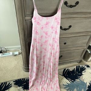NEW LoveShackFancy Pink Floral Midi Dress Size M